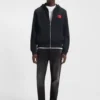 Cotton-terry zip-up hoodie with logo label