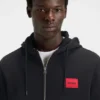 Cotton-terry zip-up hoodie with logo label