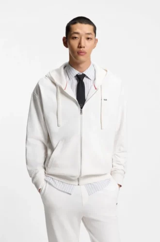 Cotton-terry zip-up hoodie with logo print