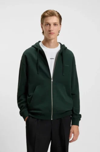 Cotton-terry zip-up hoodie with logo print