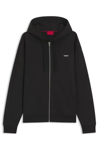 Cotton-terry zip-up hoodie with logo print