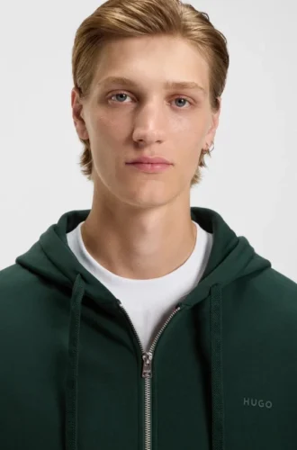 Cotton-terry zip-up hoodie with logo print