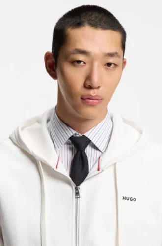 Cotton-terry zip-up hoodie with logo print
