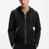 Cotton-terry zip-up hoodie with signature-stripe trims Cotton-terry zip-up hoodie with signature-stripe trims