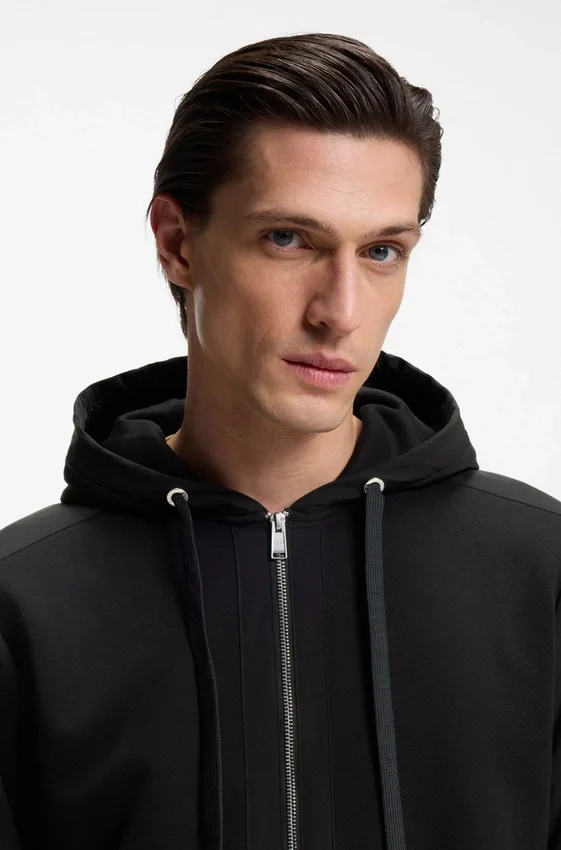 Cotton-terry zip-up hoodie with signature-stripe trims Cotton-terry zip-up hoodie with signature-stripe trims