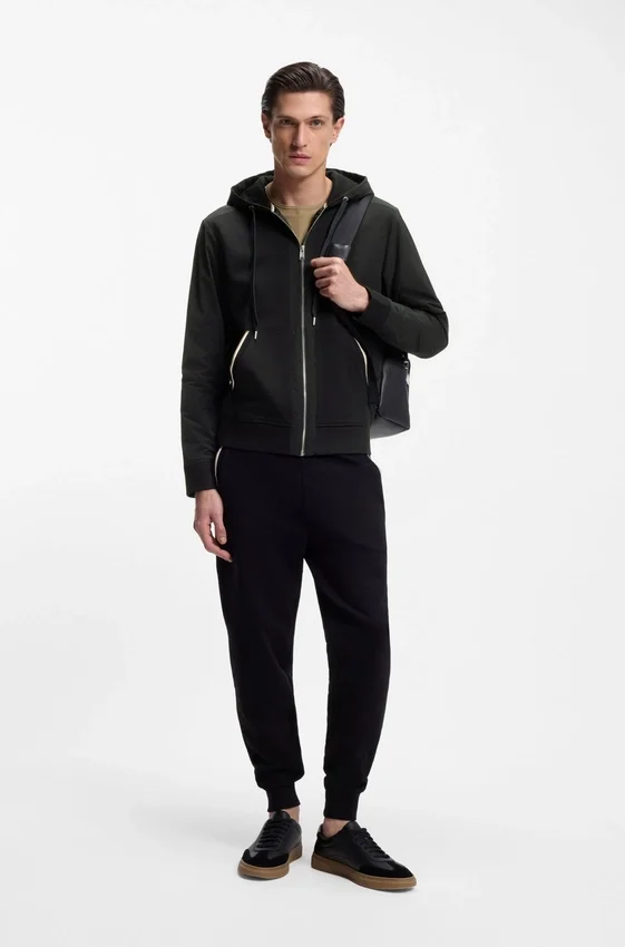 Cotton-terry zip-up hoodie with signature-stripe trims Cotton-terry zip-up hoodie with signature-stripe trims