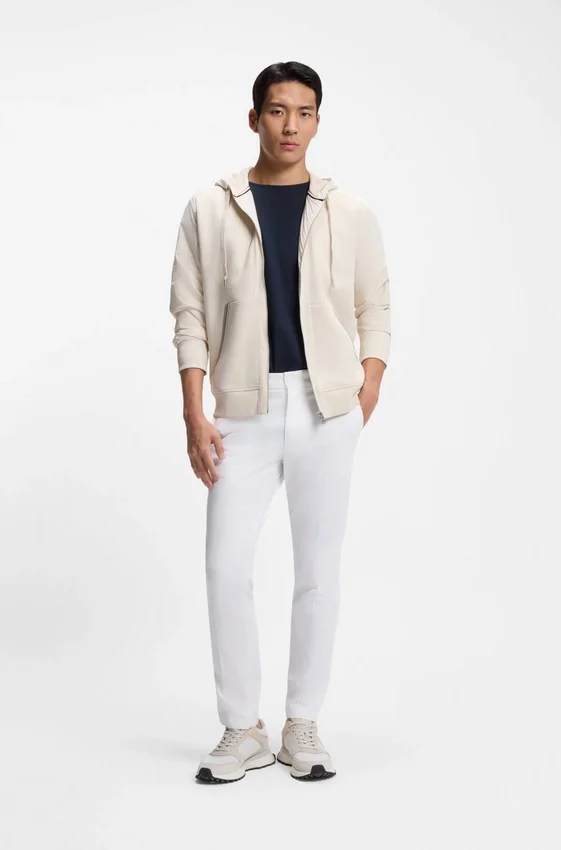 Cotton-terry zip-up hoodie with signature-stripe trims Cotton-terry zip-up hoodie with signature-stripe trims