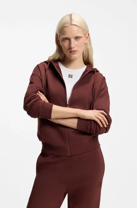 Cotton-terry zip-up hoodie with stacked-logo embroidery Cotton-terry zip-up hoodie with stacked-logo embroidery