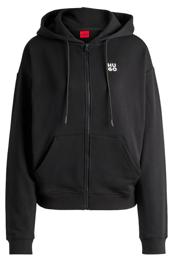 Cotton-terry zip-up hoodie with stacked-logo embroidery Cotton-terry zip-up hoodie with stacked-logo embroidery