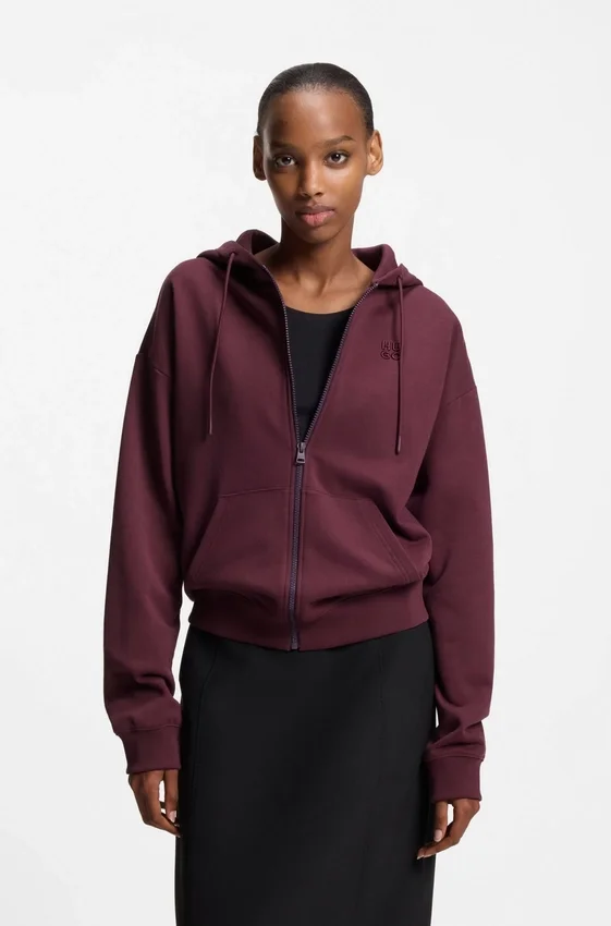 Cotton-terry zip-up hoodie with stacked-logo embroidery Cotton-terry zip-up hoodie with stacked-logo embroidery