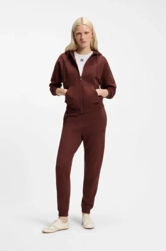 Cotton-terry zip-up hoodie with stacked-logo embroidery