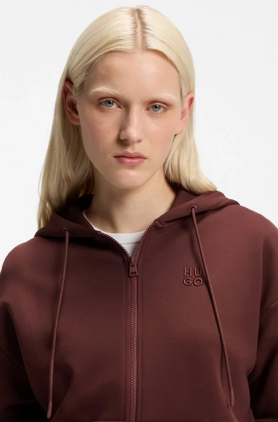 Cotton-terry zip-up hoodie with stacked-logo embroidery Cotton-terry zip-up hoodie with stacked-logo embroidery