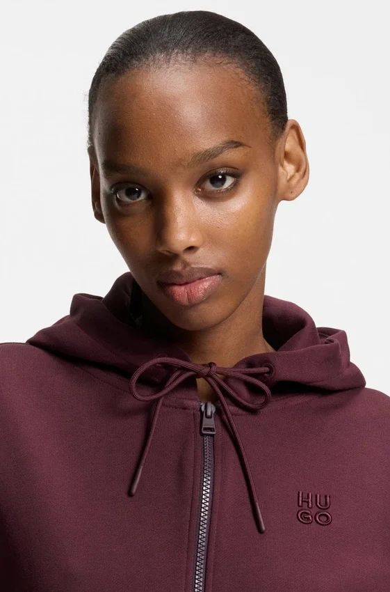 Cotton-terry zip-up hoodie with stacked-logo embroidery Cotton-terry zip-up hoodie with stacked-logo embroidery