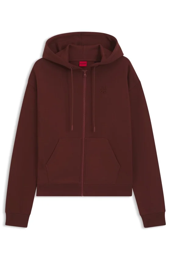 Cotton-terry zip-up hoodie with stacked-logo embroidery Cotton-terry zip-up hoodie with stacked-logo embroidery
