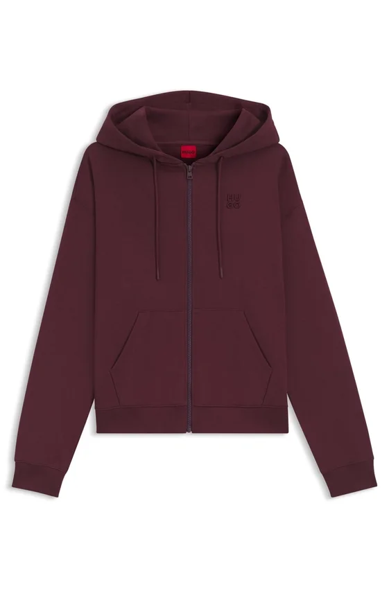 Cotton-terry zip-up hoodie with stacked-logo embroidery Cotton-terry zip-up hoodie with stacked-logo embroidery
