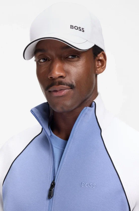 Cotton-twill cap with contrast trim and embroidered logo Cotton-twill cap with contrast trim and embroidered logo