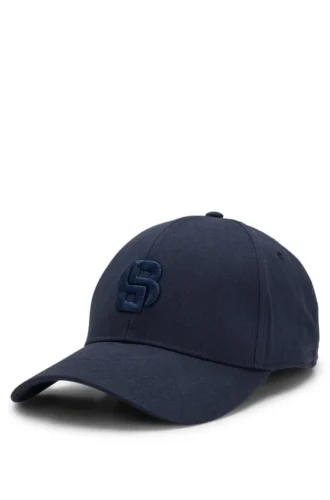 Cotton-twill cap with embroidered Double B monogram