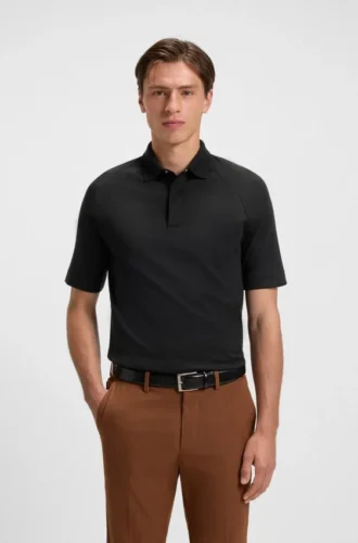 Covered-placket polo shirt in a regular fit