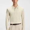 Covered-placket polo shirt in cotton and cashmere