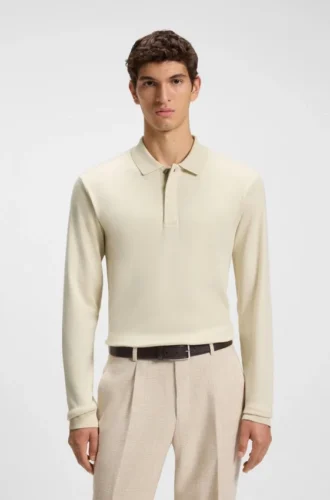 Covered-placket polo shirt in cotton and cashmere