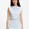 Cowl-neck asymmetric top in mercerized cotton