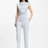 Cowl-neck asymmetric top in mercerized cotton
