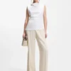 Cowl-neck asymmetric top in mercerized cotton