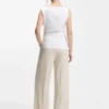 Cowl-neck asymmetric top in mercerized cotton