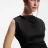 Cowl-neck asymmetric top in mercerized cotton