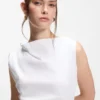 Cowl-neck asymmetric top in mercerized cotton