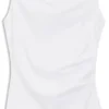 Cowl-neck asymmetric top in mercerized cotton