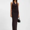 Cowl-neck dress with rear metal detail