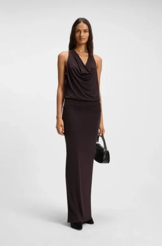 Cowl-neck dress with rear metal detail