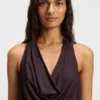 Cowl-neck dress with rear metal detail