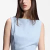 Crepe dress with gathered asymmetric hemline