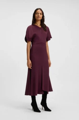 Crepe dress with keyhole neckline
