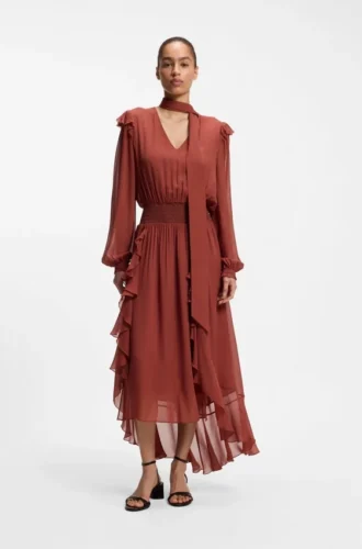 Crepe-georgette dress with detachable scarf