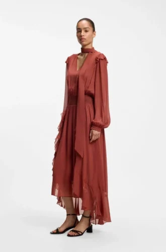 Crepe-georgette dress with detachable scarf