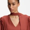 Crepe-georgette dress with detachable scarf