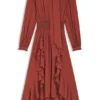 Crepe-georgette dress with detachable scarf