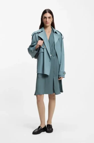 Crepe wrap dress with belt