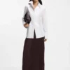 Crinkle-textured satin skirt with asymmetric hem Crinkle-textured satin skirt with asymmetric hem