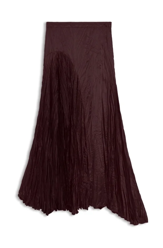 Crinkle-textured satin skirt with asymmetric hem Crinkle-textured satin skirt with asymmetric hem