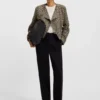 Cropped biker jacket with leopard jacquard Cropped biker jacket with leopard jacquard