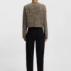 Cropped biker jacket with leopard jacquard Cropped biker jacket with leopard jacquard