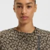 Cropped biker jacket with leopard jacquard Cropped biker jacket with leopard jacquard