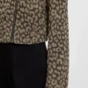 Cropped biker jacket with leopard jacquard Cropped biker jacket with leopard jacquard