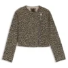 Cropped biker jacket with leopard jacquard Cropped biker jacket with leopard jacquard