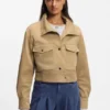 Cropped jacket in paper-touch cotton twill Cropped jacket in paper-touch cotton twill