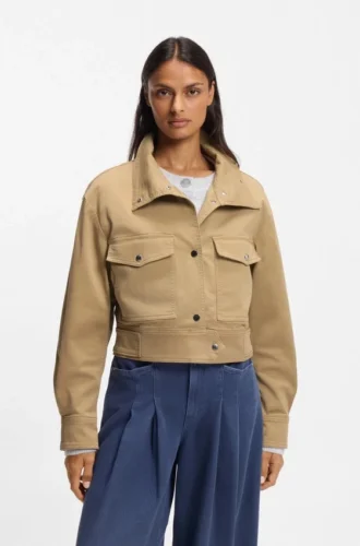 Cropped jacket in paper-touch cotton twill